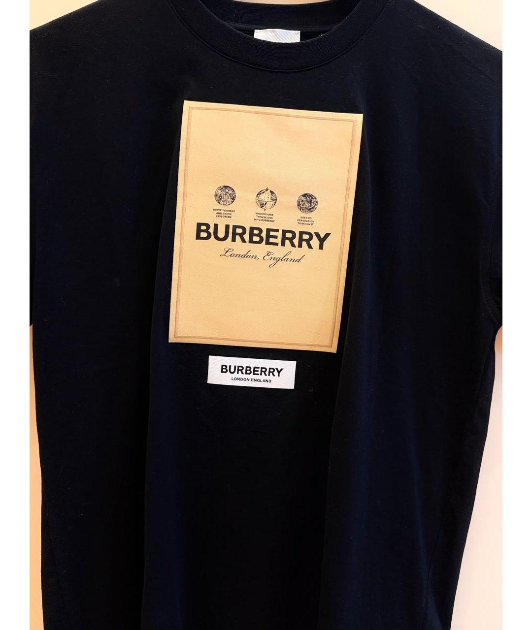 BURBERRY Черная хлопковая футболка, фото 4