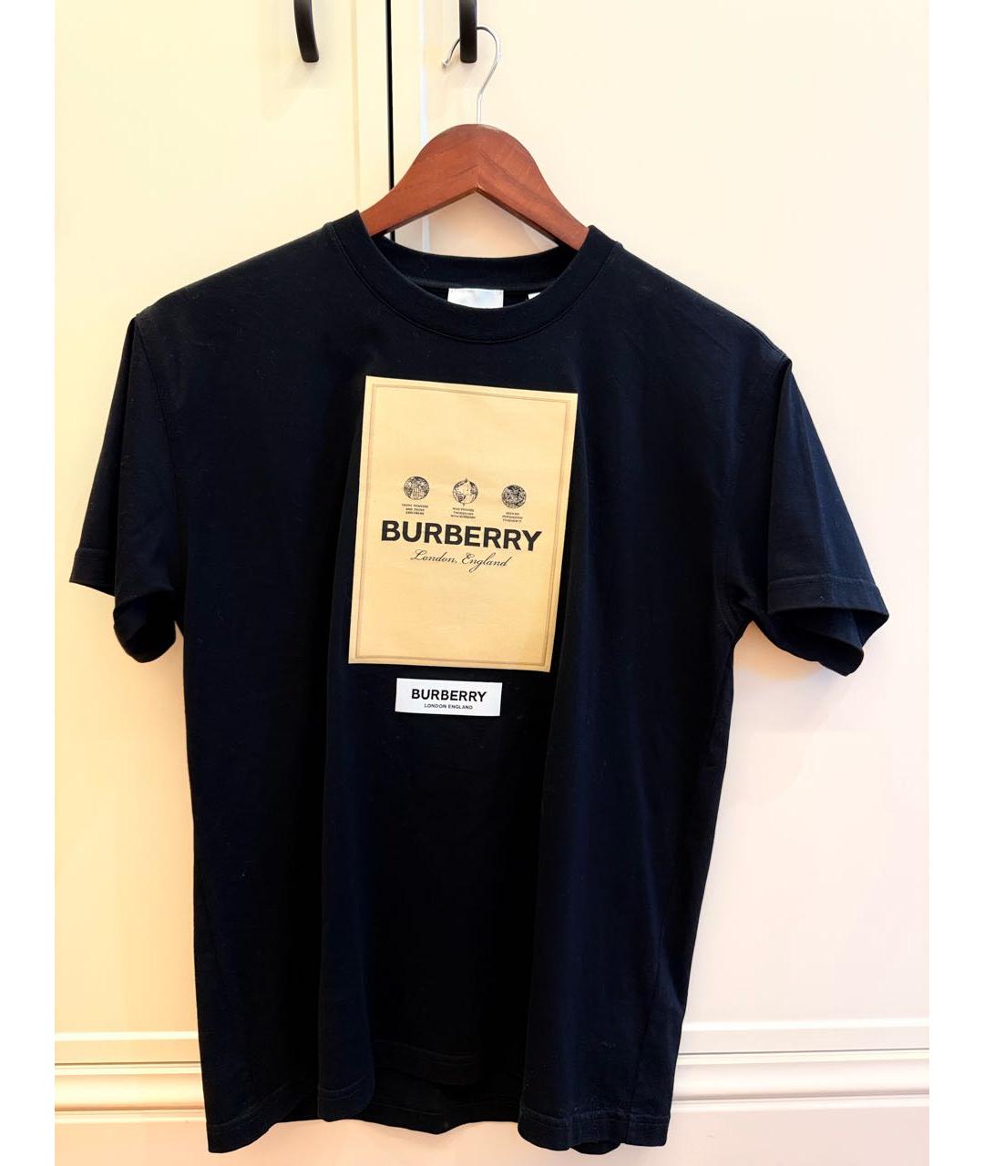BURBERRY Черная хлопковая футболка, фото 2