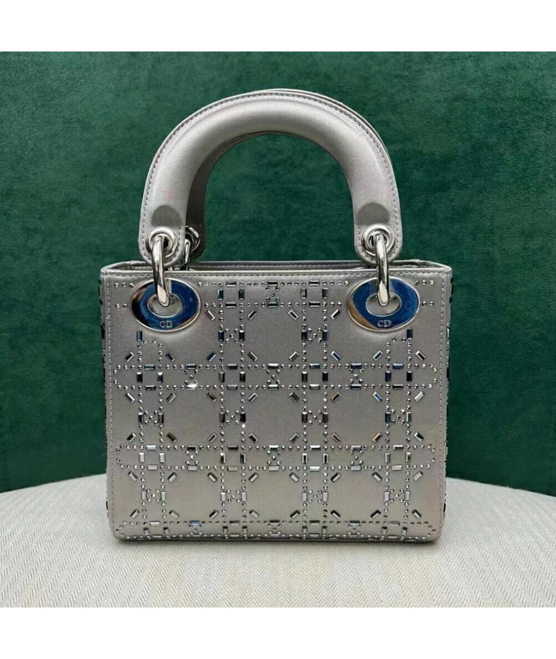 CHRISTIAN DIOR Серая тканевая сумка с короткими ручками, фото 4