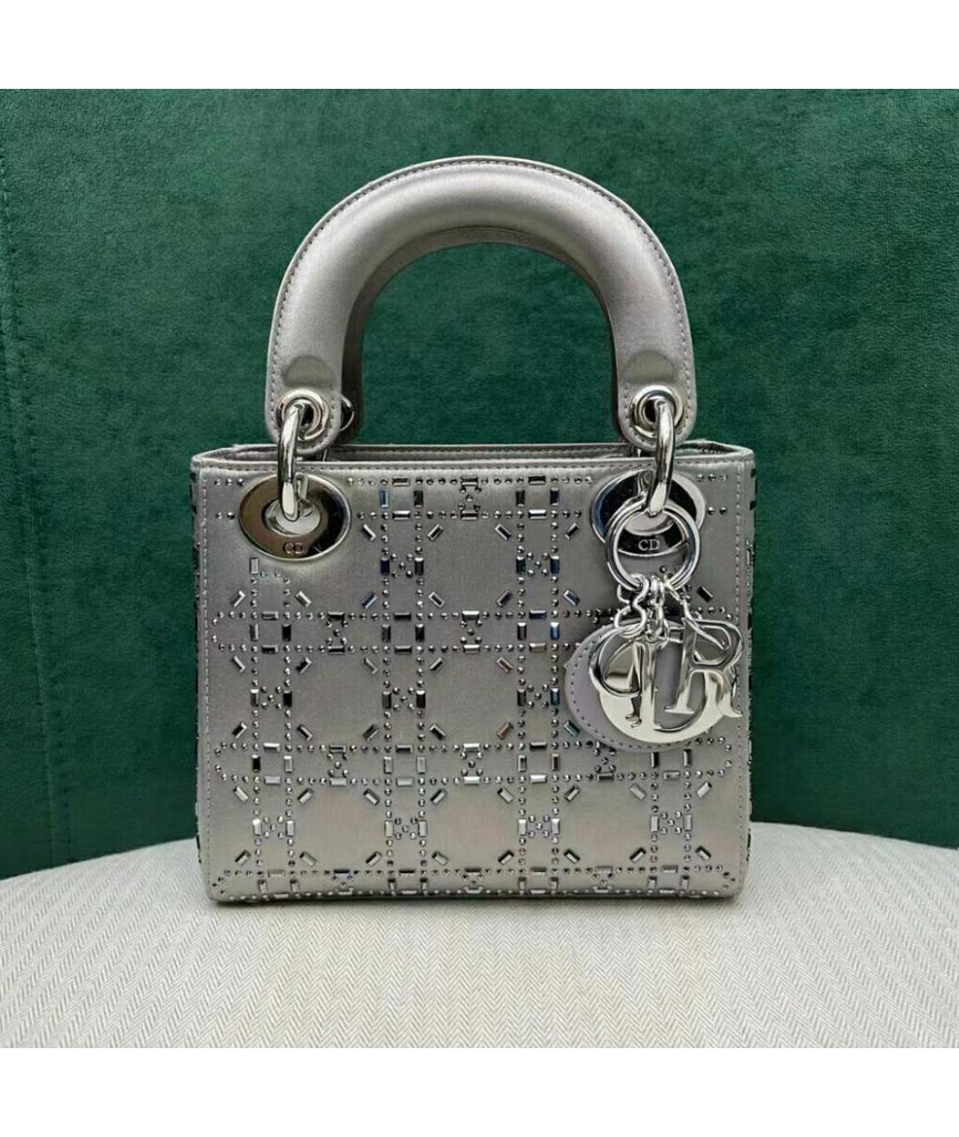 CHRISTIAN DIOR Серая тканевая сумка с короткими ручками, фото 3