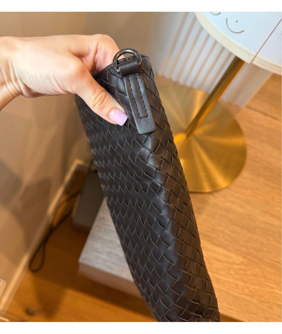 BOTTEGA VENETA Коричневая кожаная сумка на плечо, фото 3