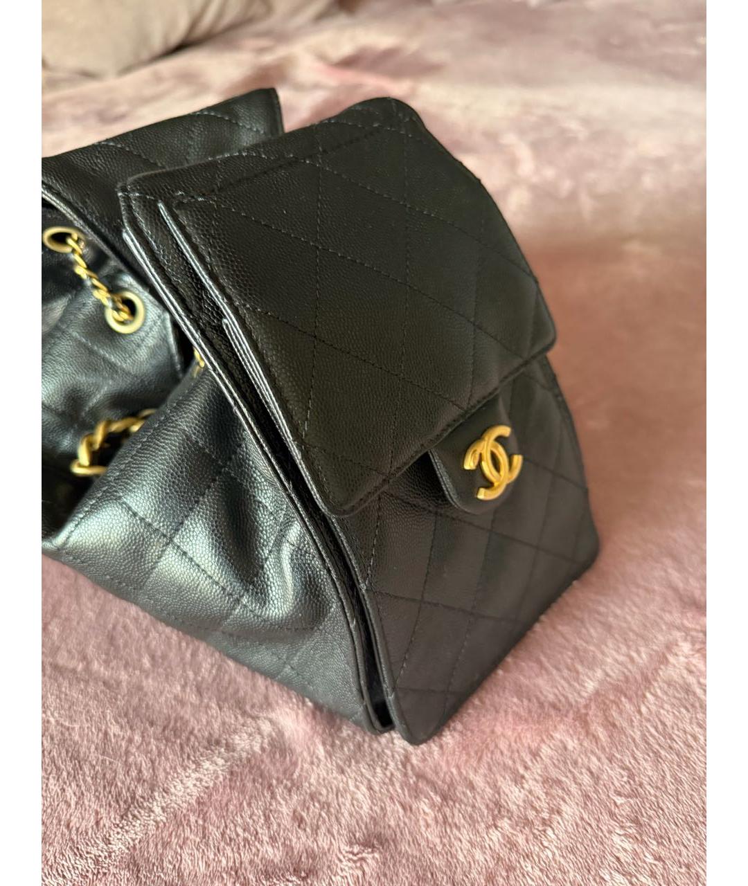 CHANEL Черная кожаная сумка с короткими ручками, фото 3