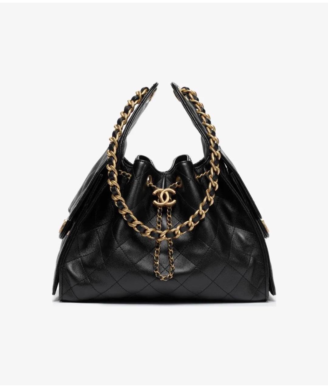 CHANEL Черная кожаная сумка с короткими ручками, фото 7