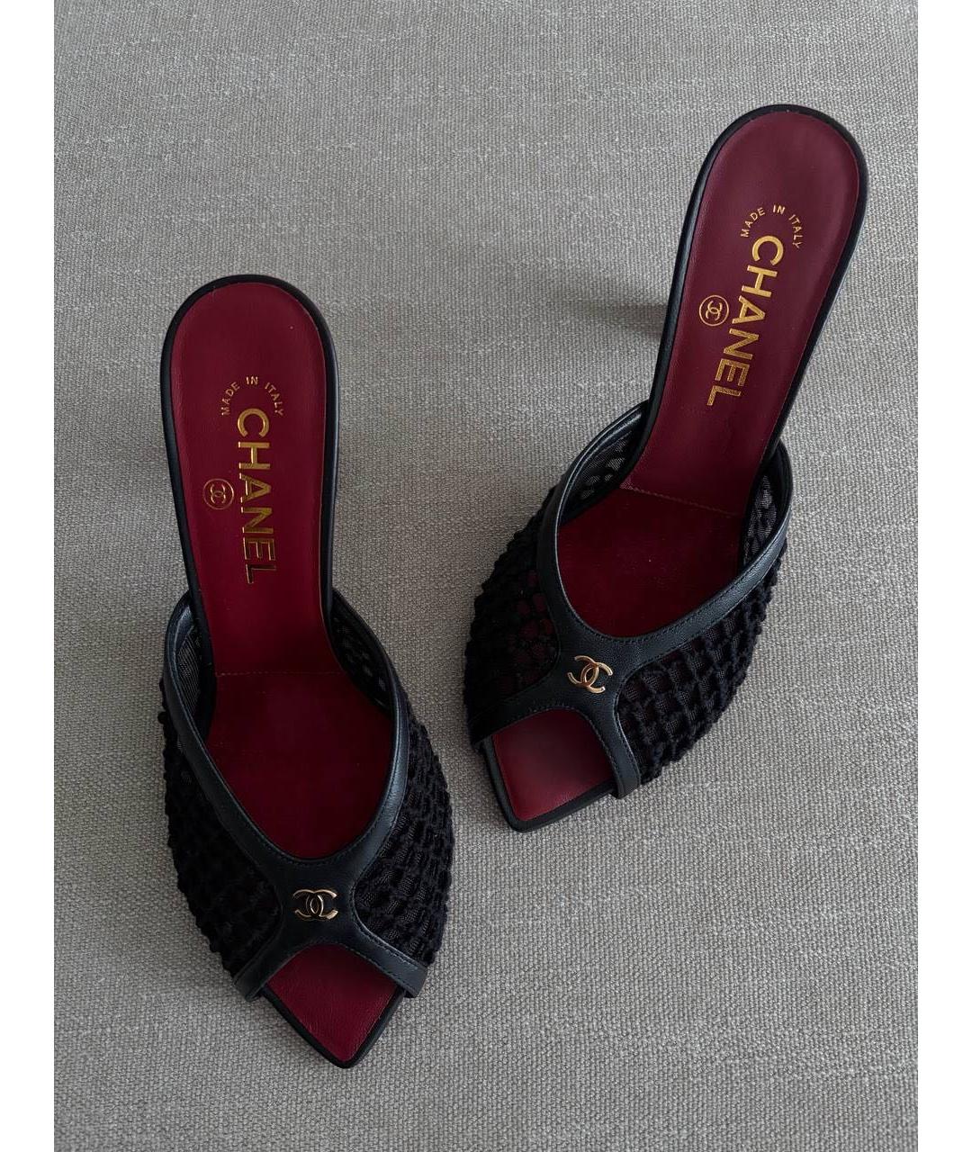 CHANEL Черные текстильные мюли, фото 2