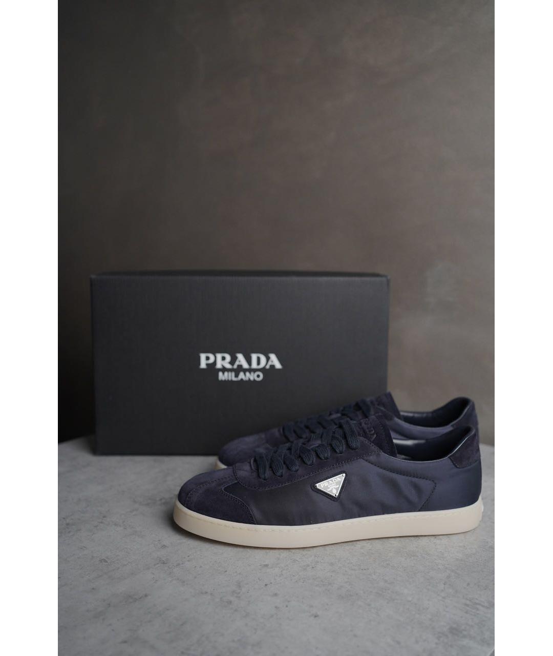 PRADA Темно-синие синтетические низкие кроссовки / кеды, фото 9