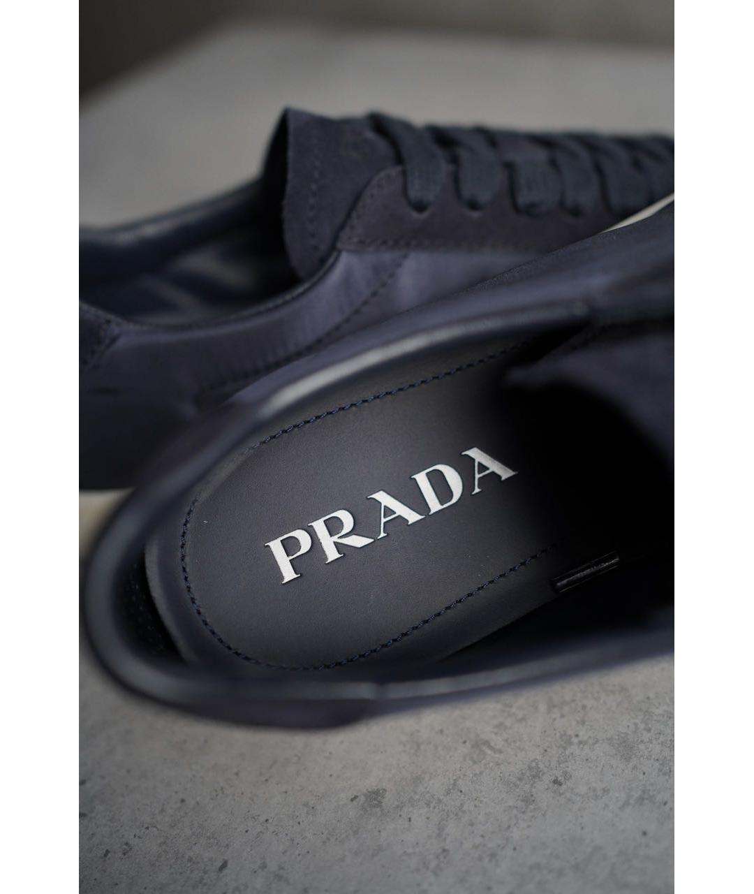 PRADA Темно-синие синтетические низкие кроссовки / кеды, фото 4