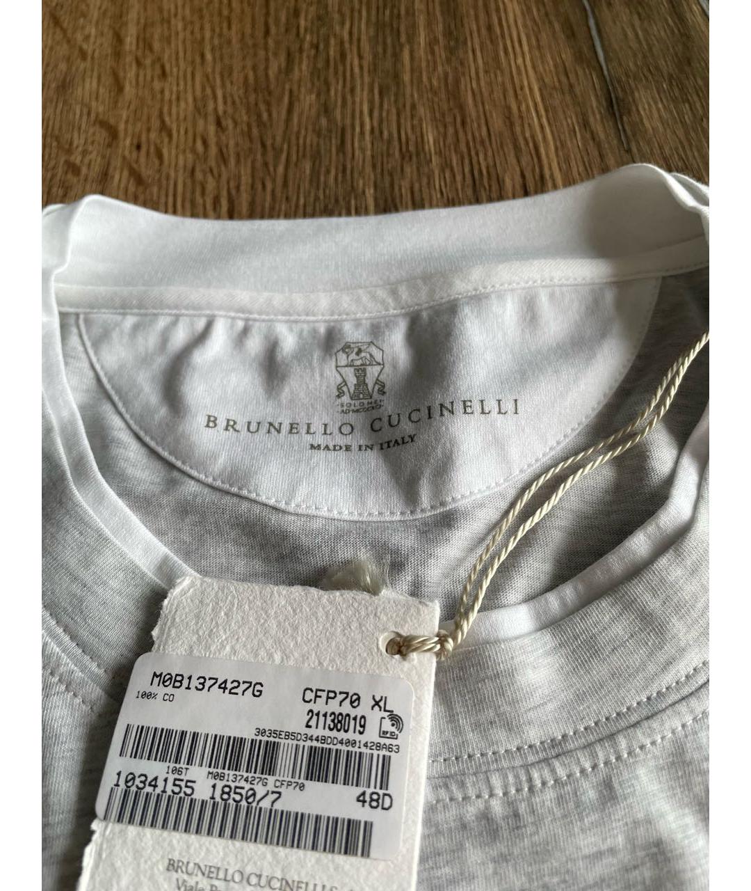 BRUNELLO CUCINELLI Серая хлопковая футболка, фото 3