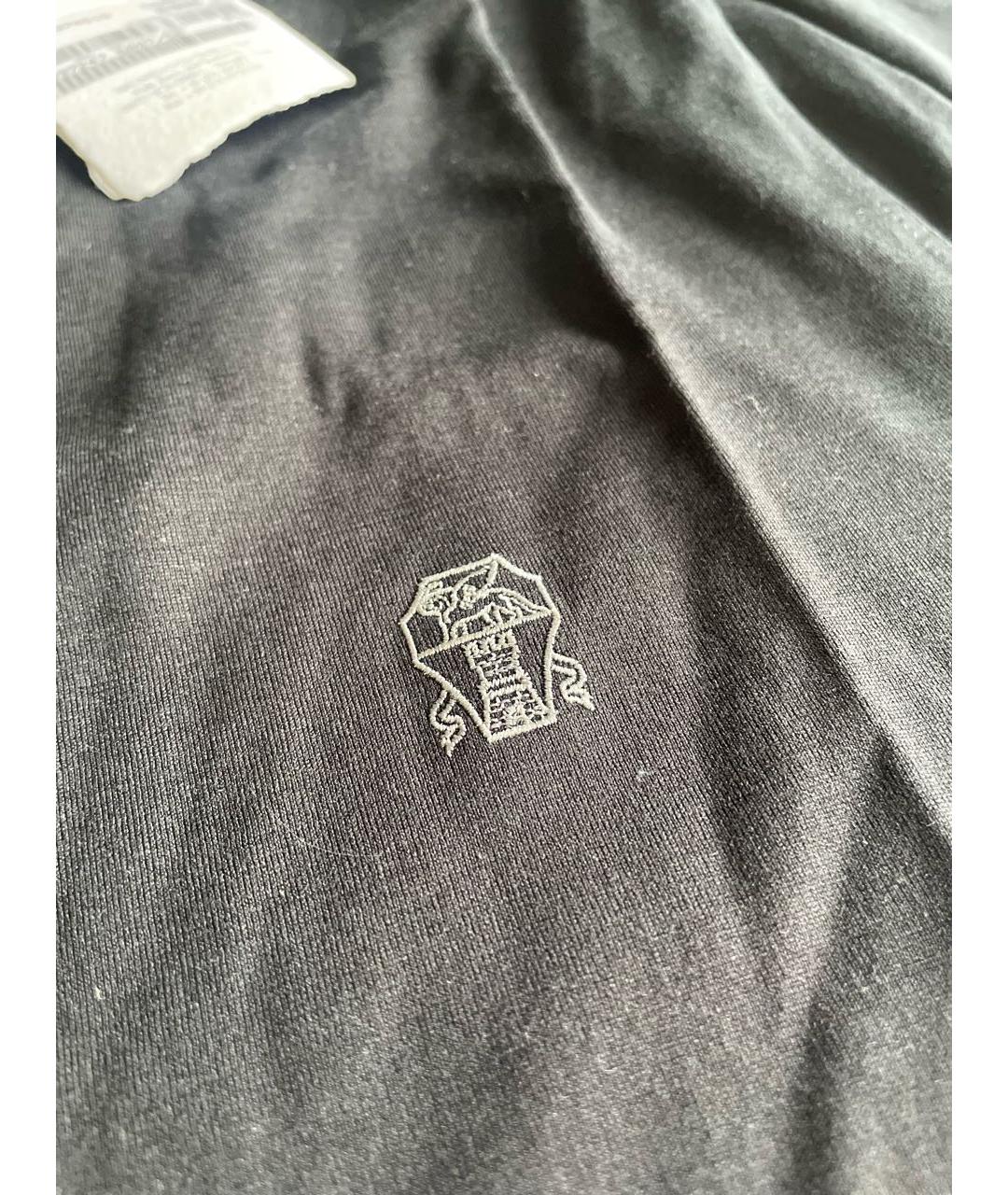 BRUNELLO CUCINELLI Черная хлопковая футболка, фото 4