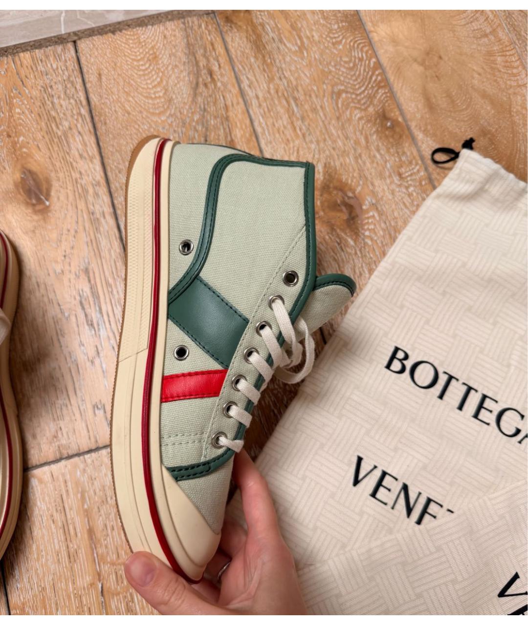 BOTTEGA VENETA Зеленые текстильные кеды, фото 2