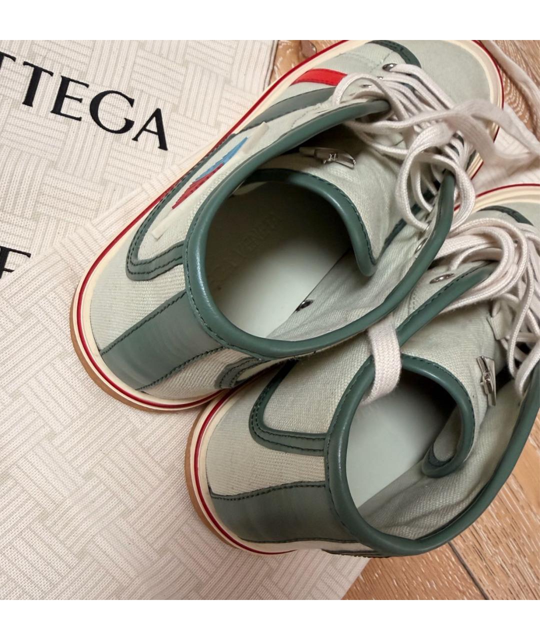 BOTTEGA VENETA Зеленые текстильные кеды, фото 5