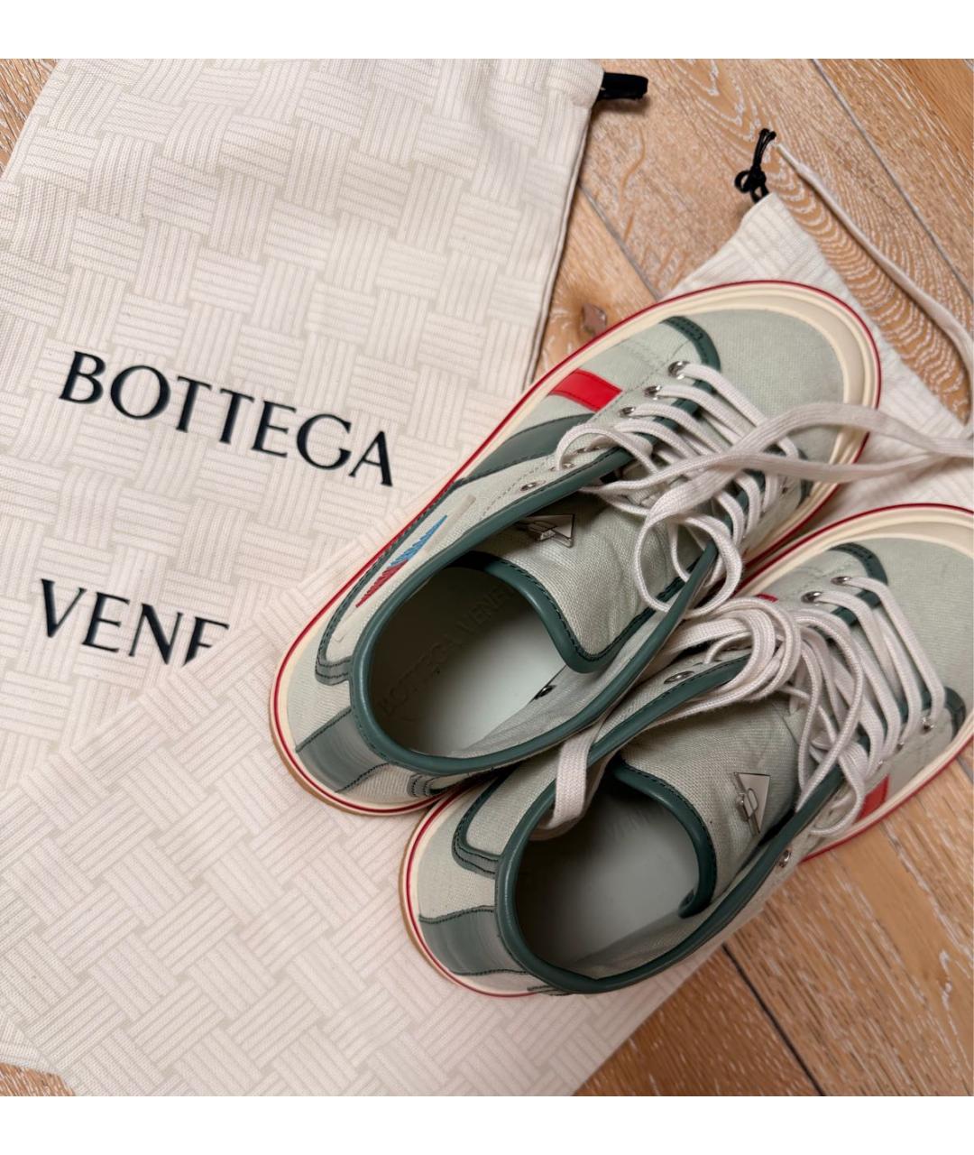 BOTTEGA VENETA Зеленые текстильные кеды, фото 4