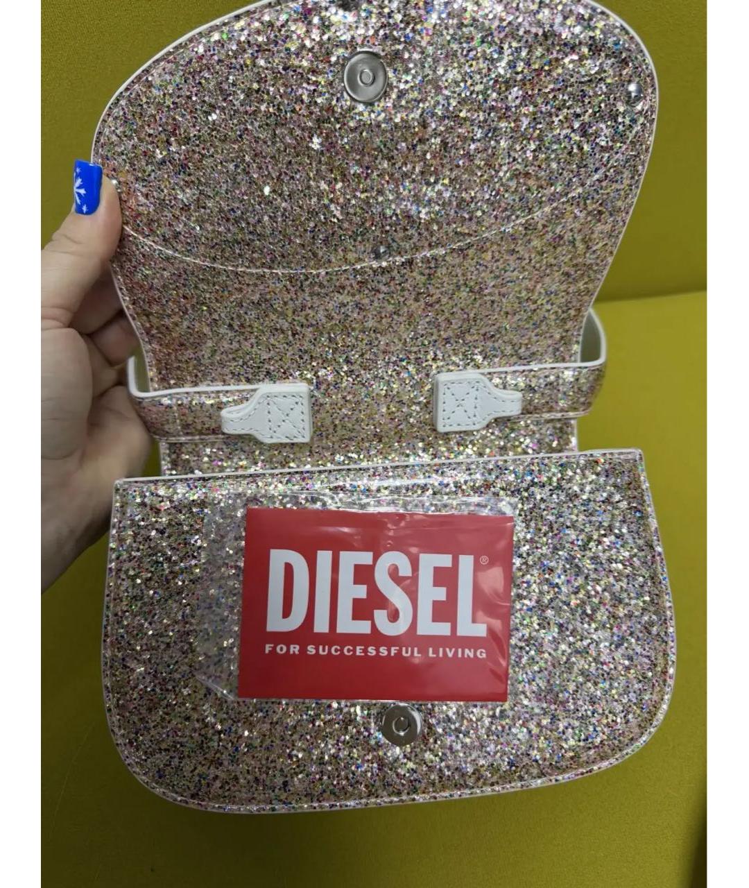 DIESEL Золотая синтетическая сумка через плечо, фото 6