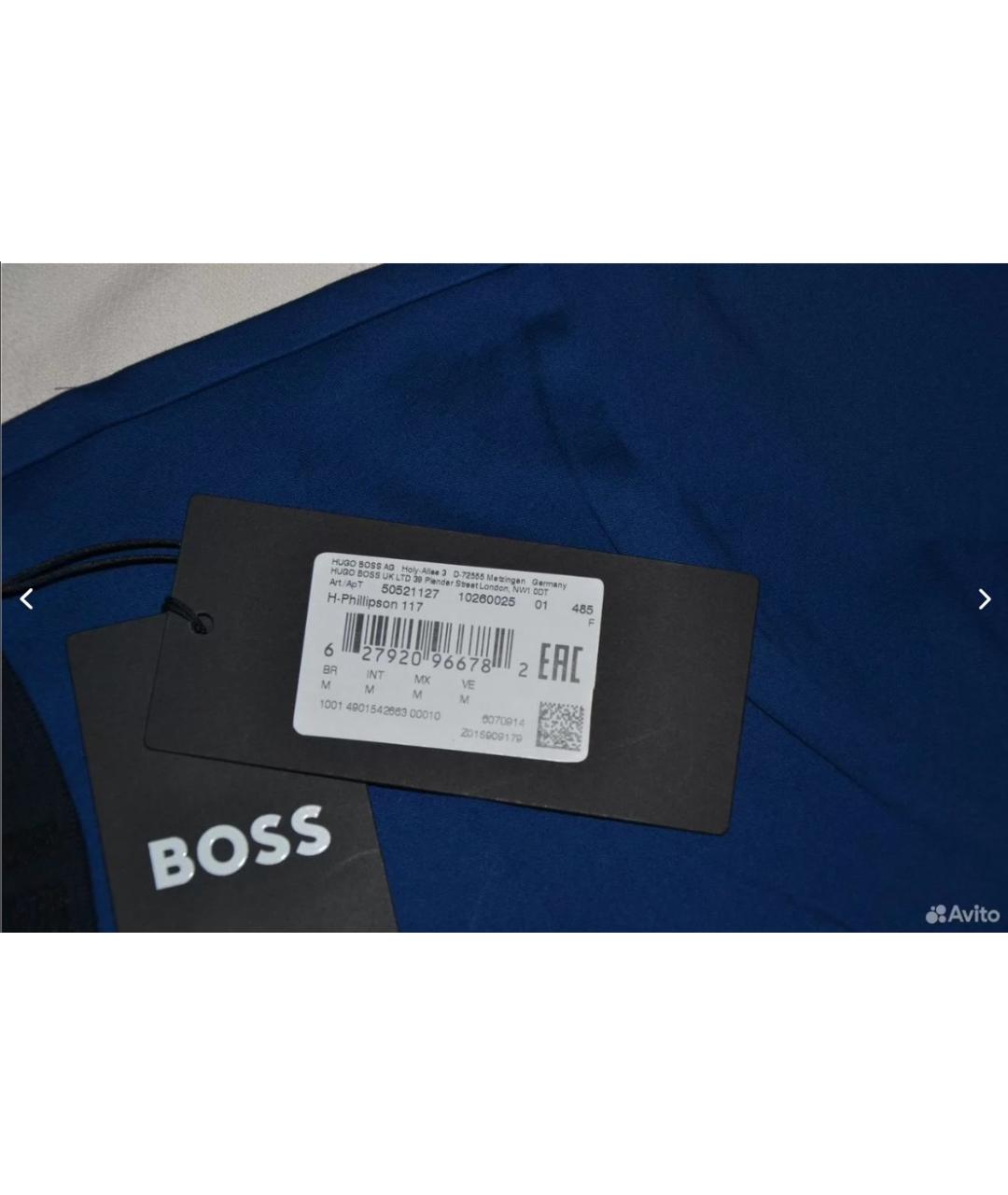 HUGO BOSS Синее хлопковое поло с коротким рукавом, фото 5