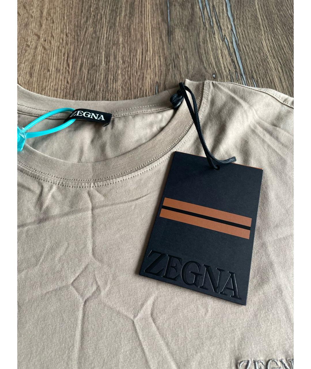 ZEGNA Бежевая хлопковая футболка, фото 3