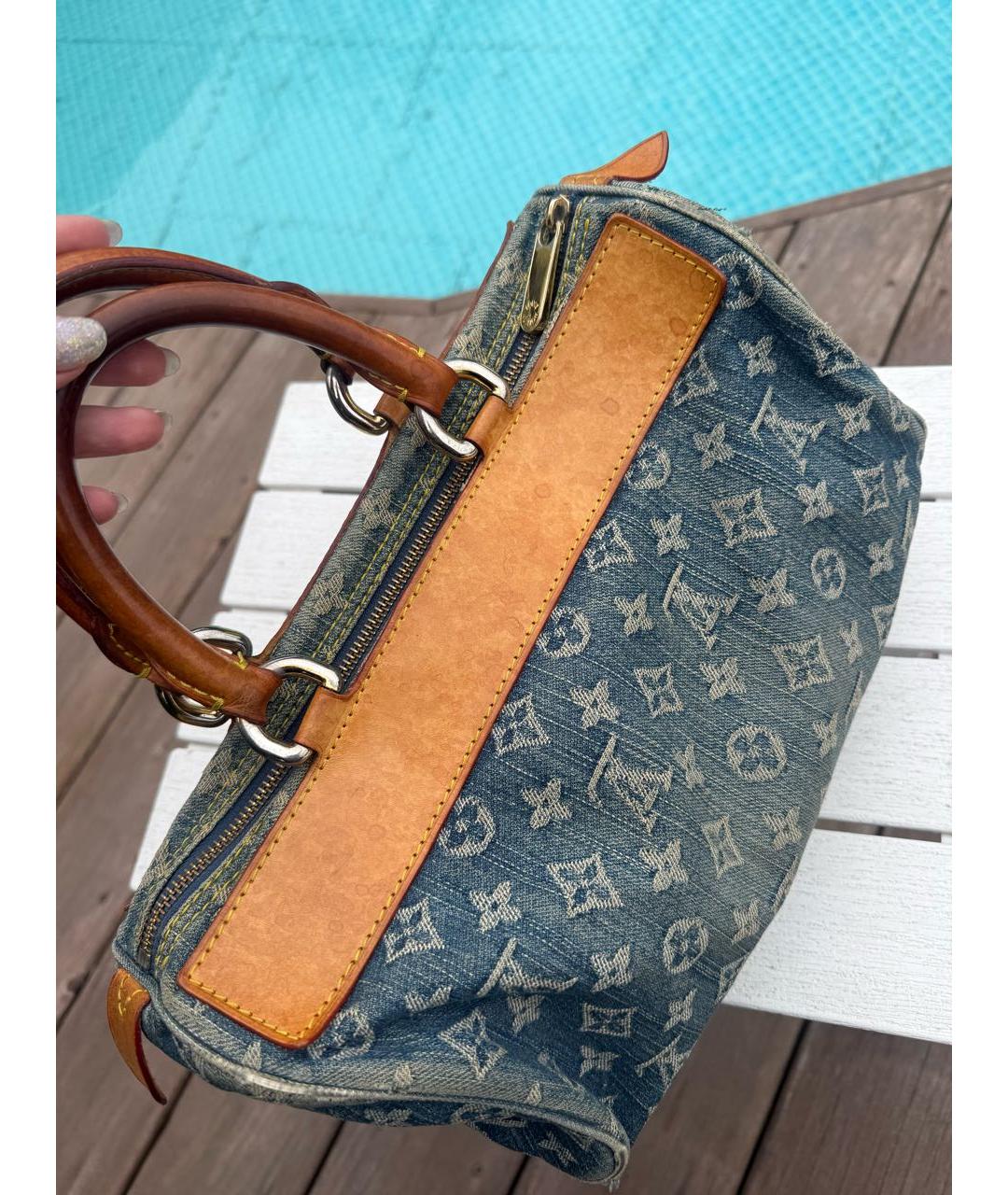 LOUIS VUITTON Синяя деним сумка с короткими ручками, фото 3