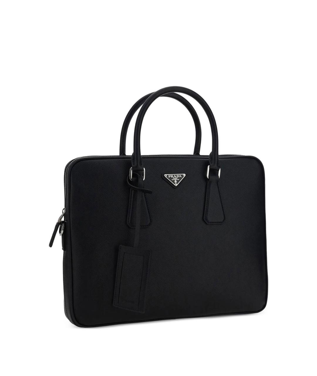PRADA Черный кожаный портфель, фото 4