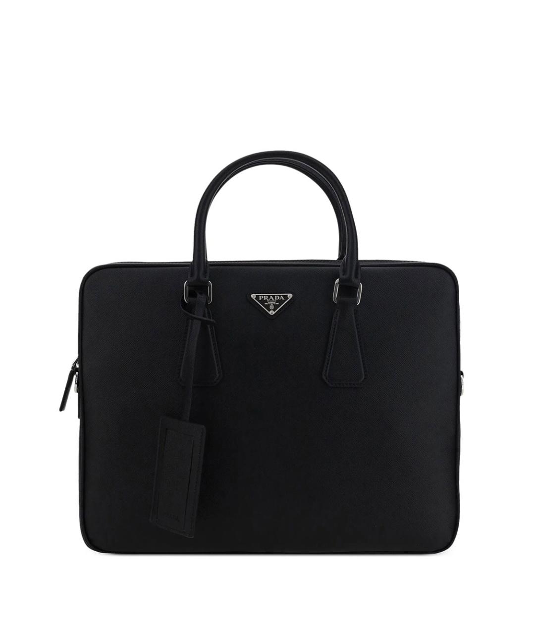 PRADA Черный кожаный портфель, фото 1