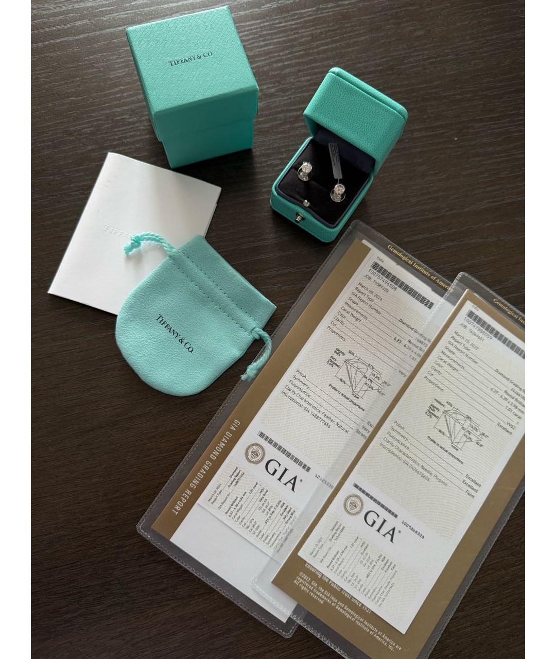 TIFFANY&CO Белые платиновые серьги, фото 4