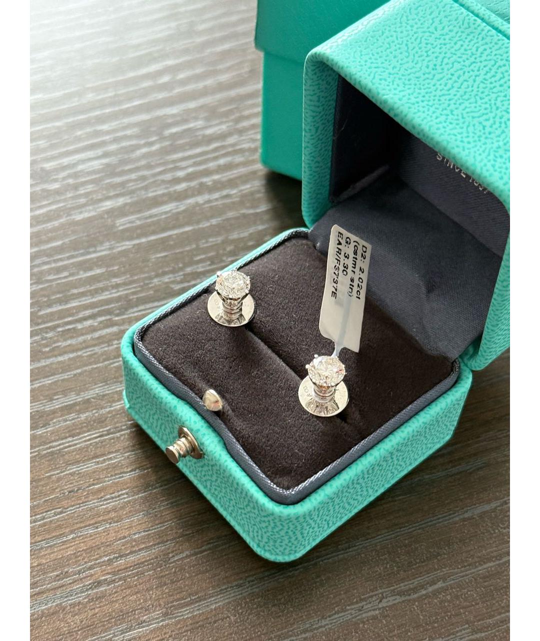 TIFFANY&CO Белые платиновые серьги, фото 5