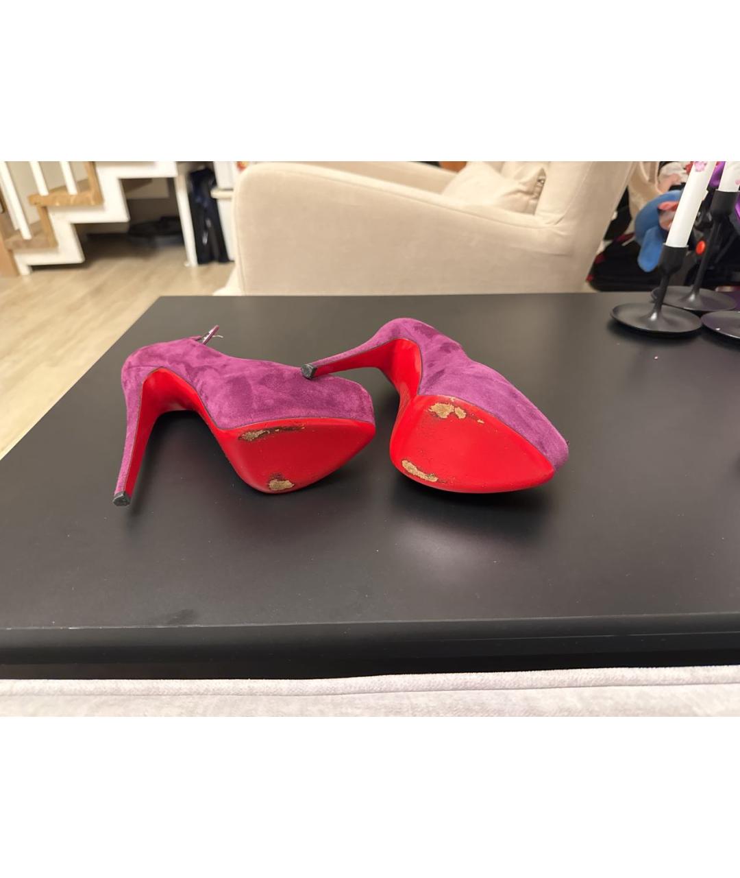 CHRISTIAN LOUBOUTIN Фиолетовые замшевые туфли, фото 6