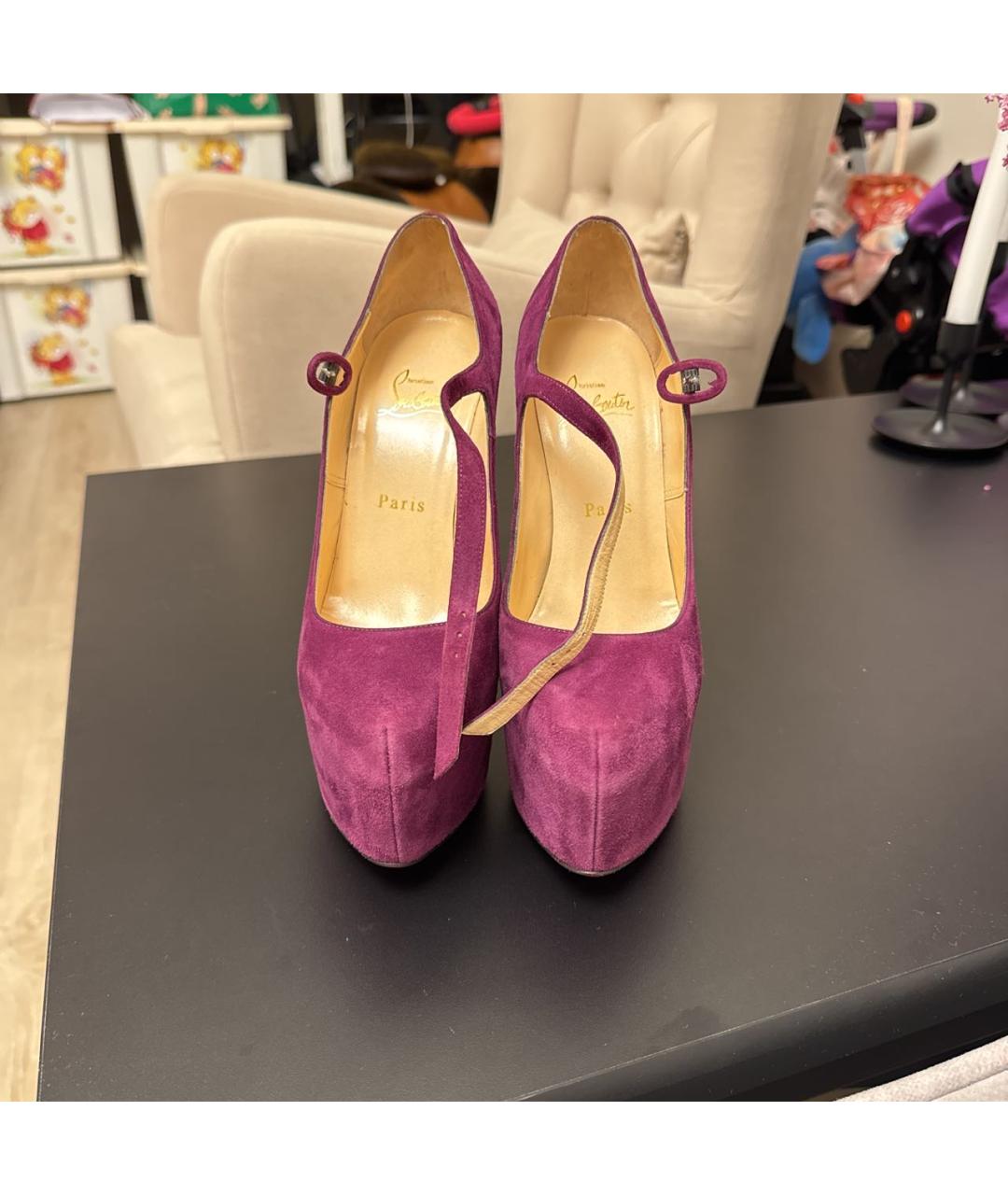 CHRISTIAN LOUBOUTIN Фиолетовые замшевые туфли, фото 2