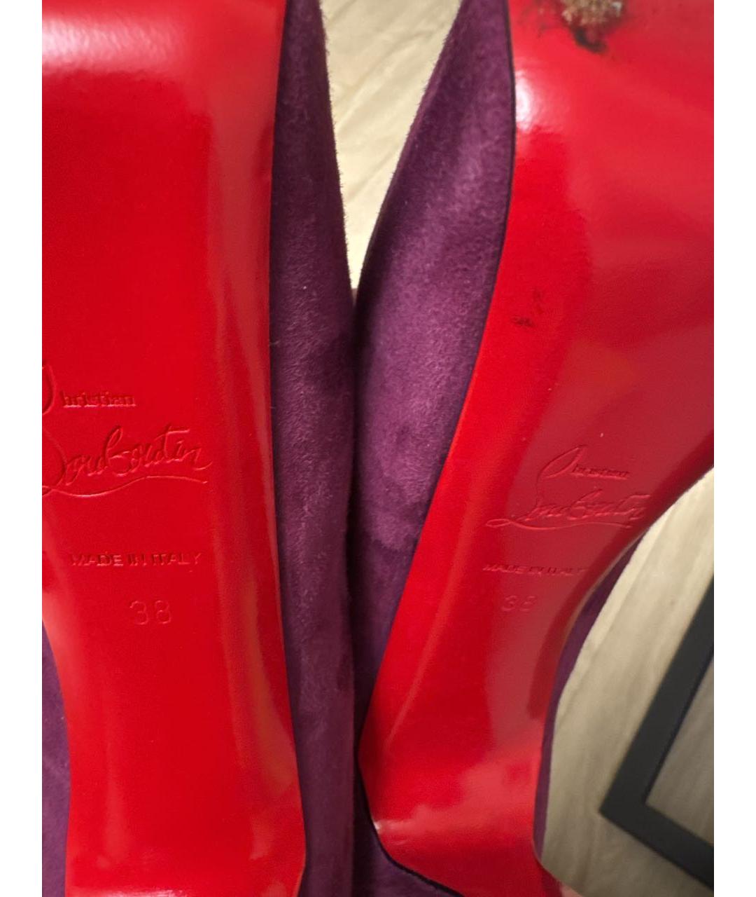 CHRISTIAN LOUBOUTIN Фиолетовые замшевые туфли, фото 5