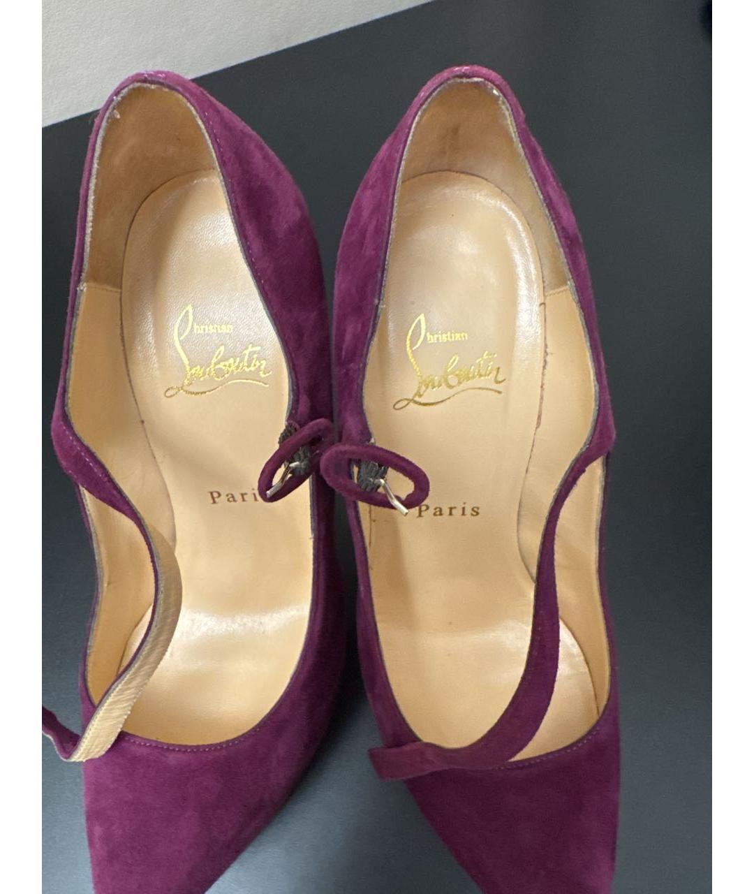 CHRISTIAN LOUBOUTIN Фиолетовые замшевые туфли, фото 3