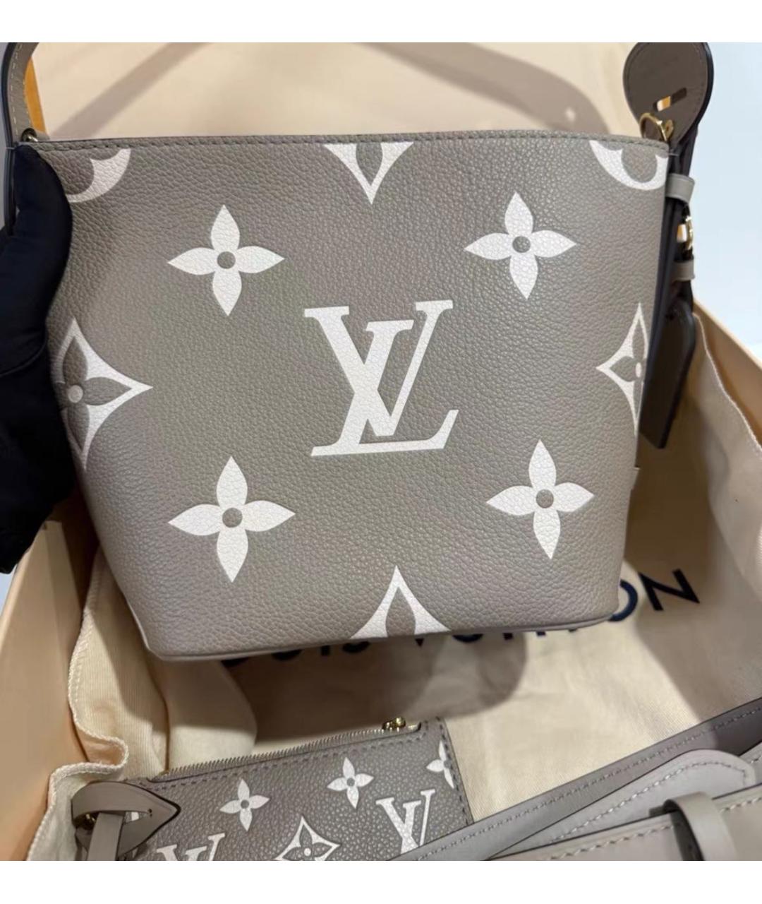 LOUIS VUITTON Бежевая кожаная сумка тоут, фото 3