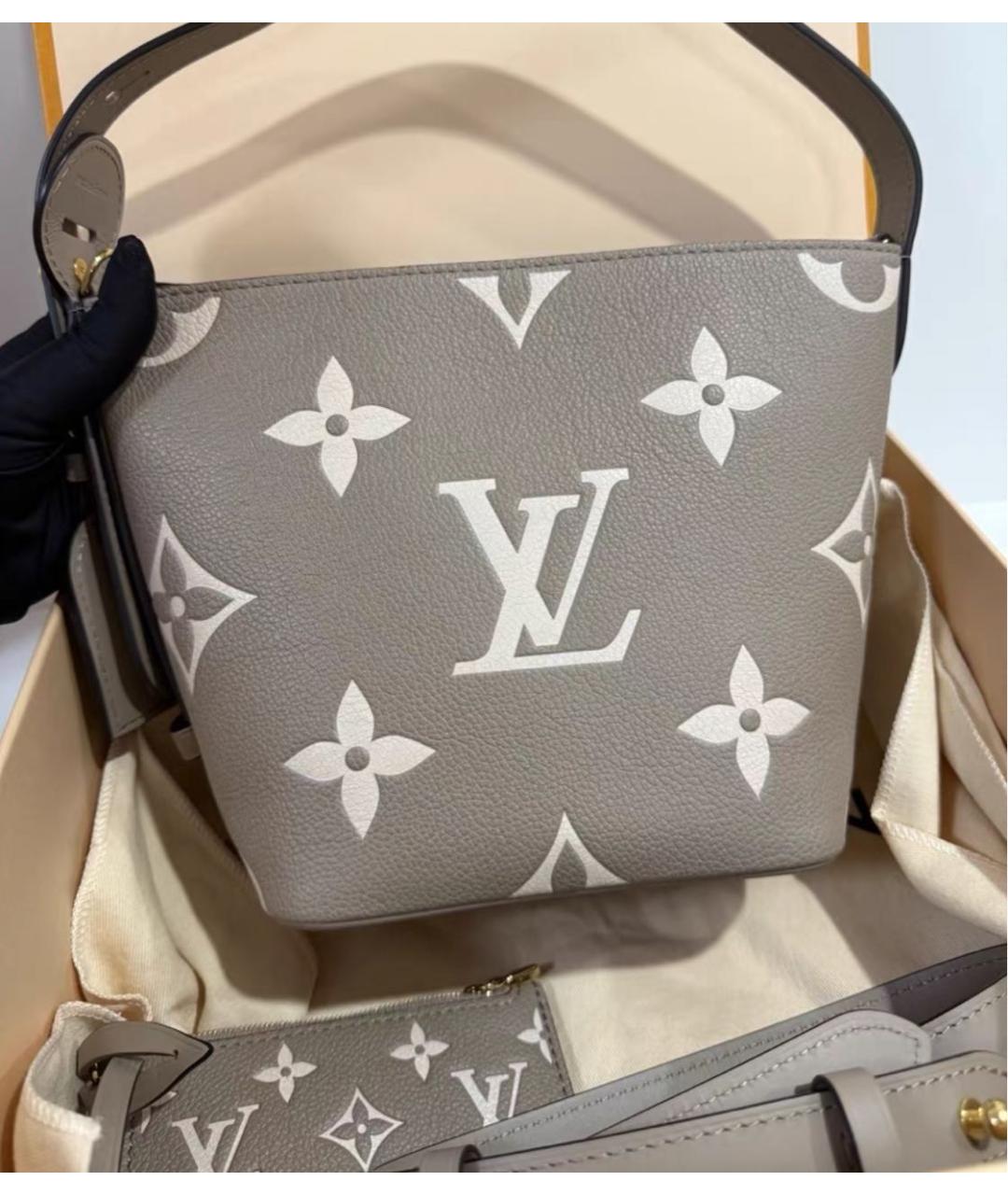 LOUIS VUITTON Бежевая кожаная сумка тоут, фото 2
