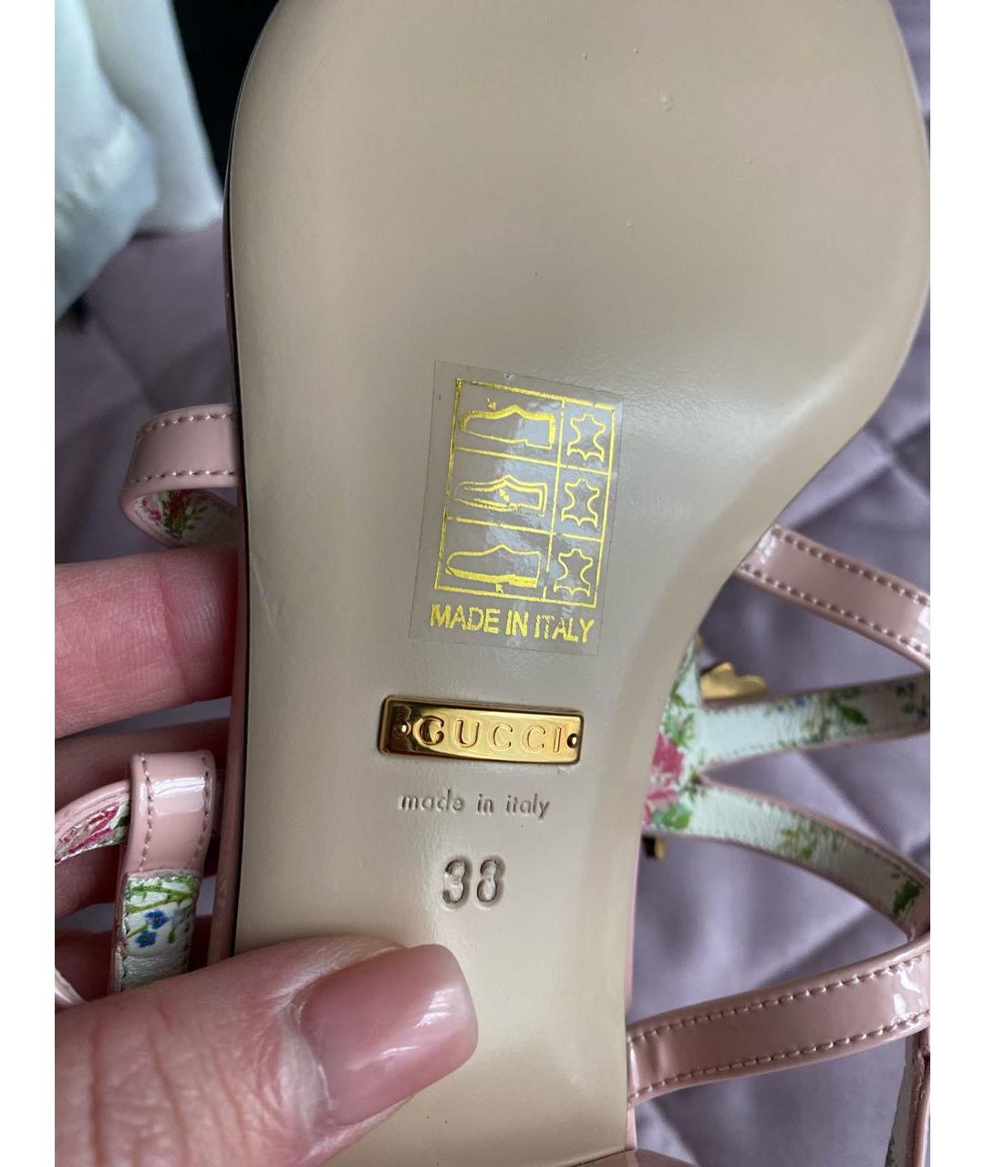GUCCI Розовые босоножки из лакированной кожи, фото 6