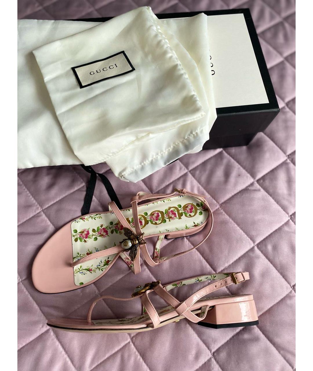 GUCCI Розовые босоножки из лакированной кожи, фото 3
