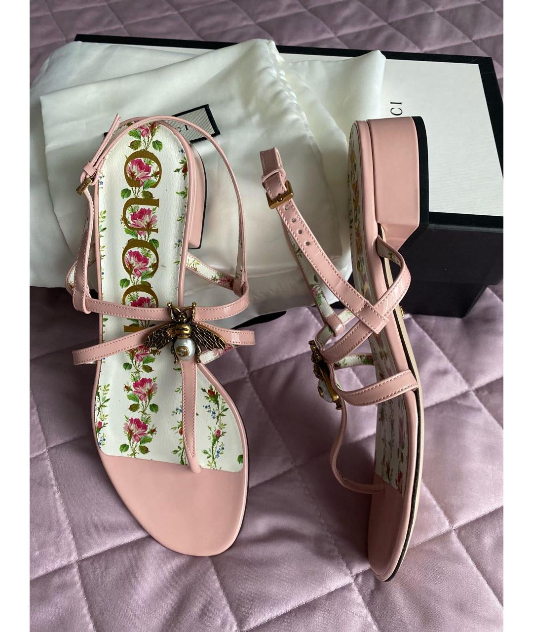 GUCCI Розовые босоножки из лакированной кожи, фото 8