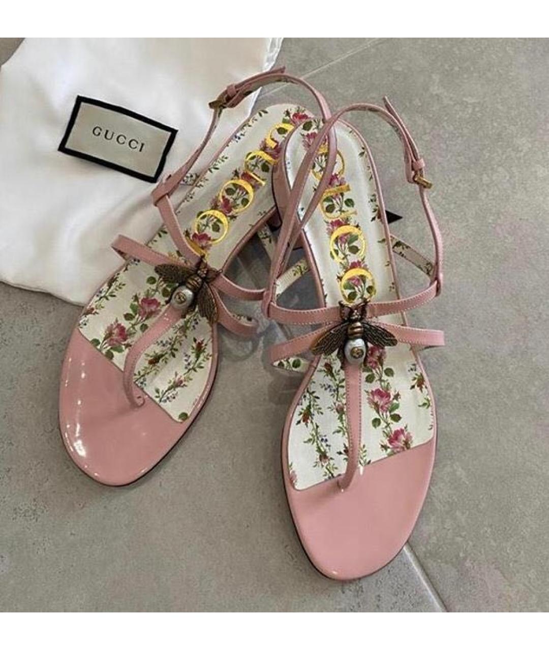 GUCCI Розовые босоножки из лакированной кожи, фото 2