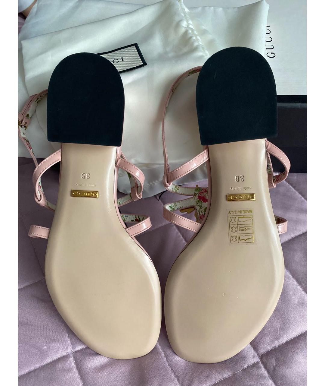 GUCCI Розовые босоножки из лакированной кожи, фото 7