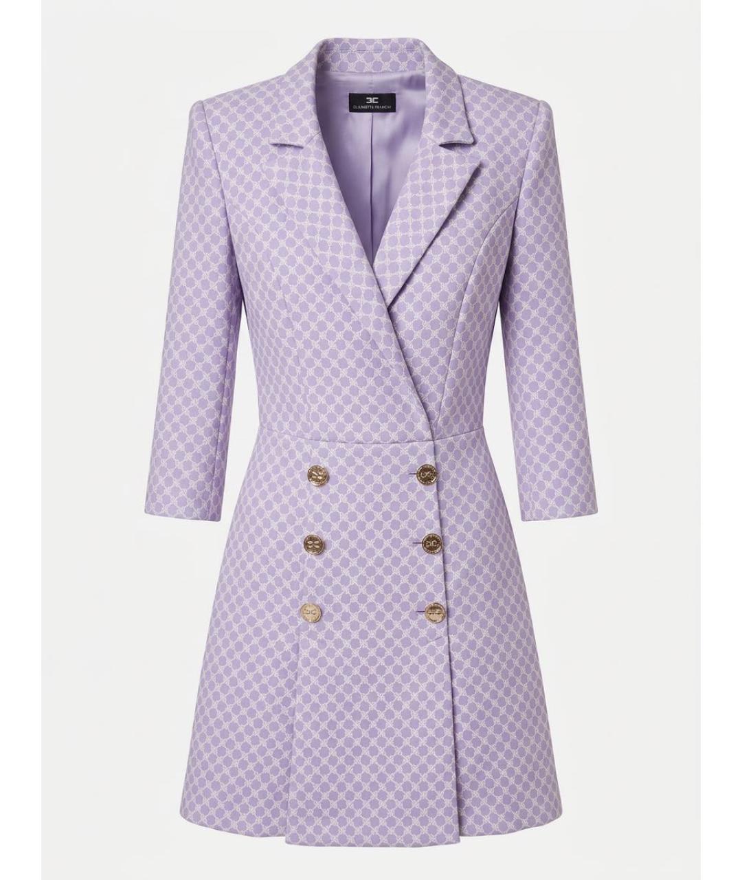ELISABETTA FRANCHI Фиолетовое полиэстеровое коктейльное платье, фото 5