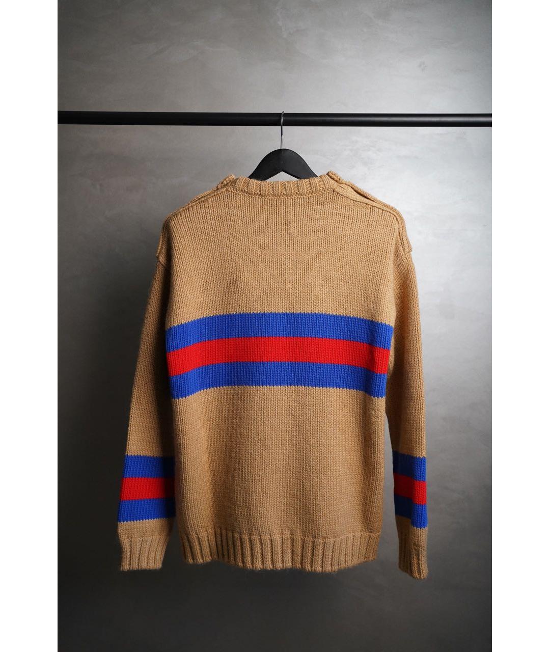 GUCCI Горчичный шерстяной джемпер / свитер, фото 2