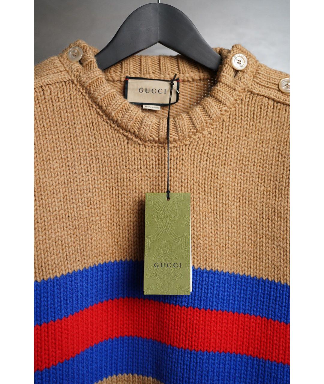GUCCI Горчичный шерстяной джемпер / свитер, фото 3