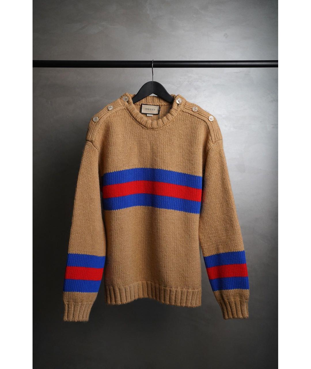 GUCCI Горчичный шерстяной джемпер / свитер, фото 8