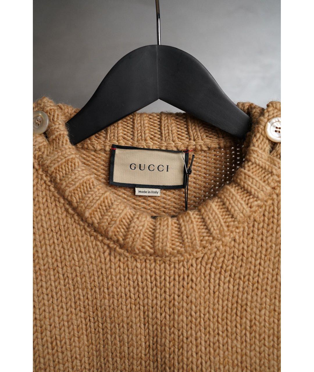 GUCCI Горчичный шерстяной джемпер / свитер, фото 6