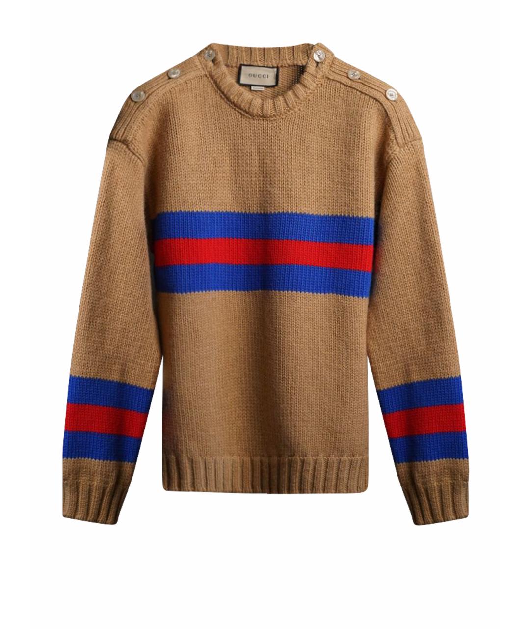 GUCCI Горчичный шерстяной джемпер / свитер, фото 1