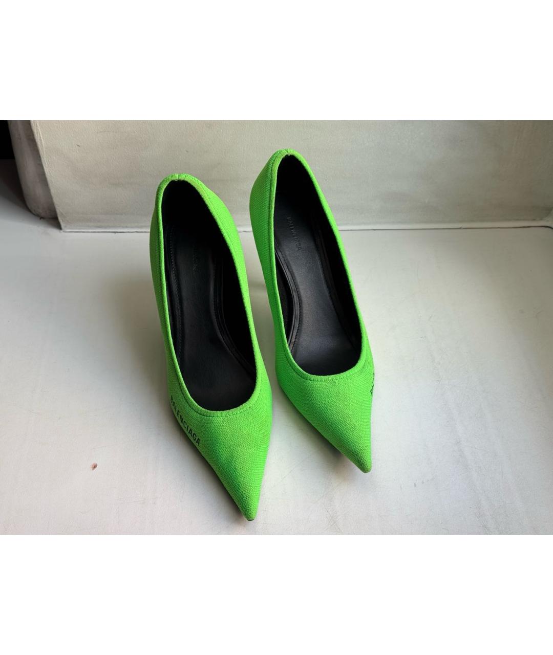 BALENCIAGA Салатовые текстильные туфли, фото 2