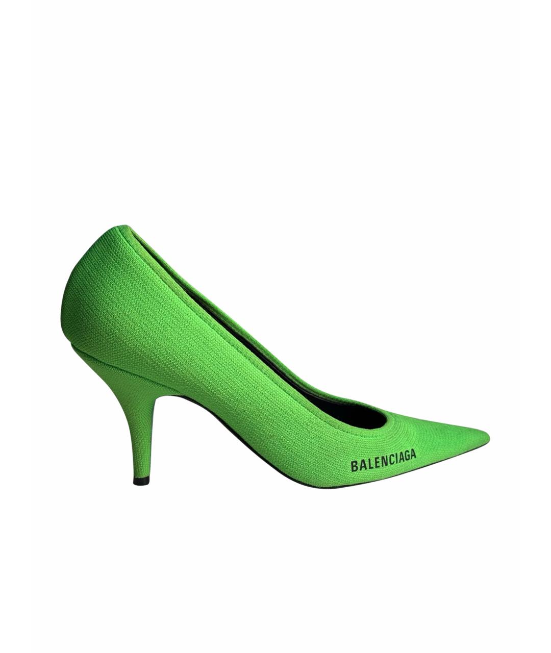BALENCIAGA Салатовые текстильные туфли, фото 1
