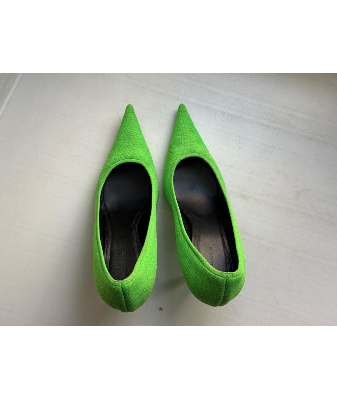 BALENCIAGA Салатовые текстильные туфли, фото 3