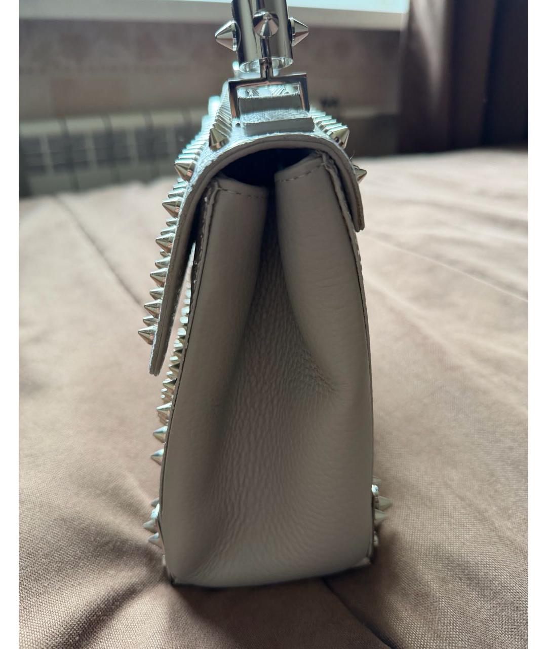 PHILIPP PLEIN Серебряная кожаная сумка с короткими ручками, фото 2