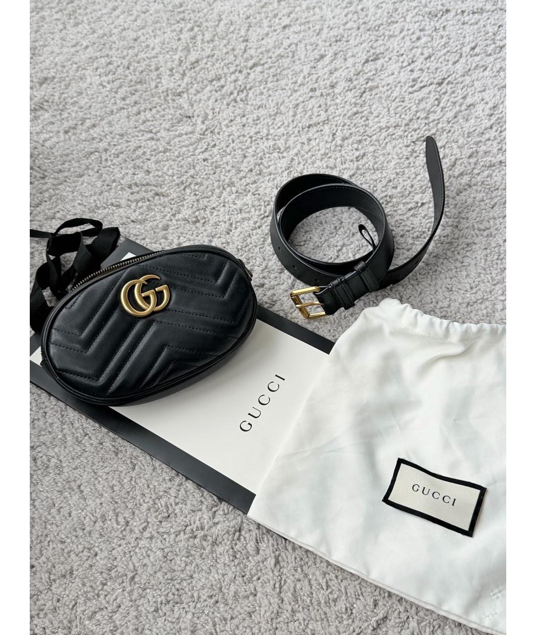 GUCCI Черная кожаная поясная сумка, фото 2