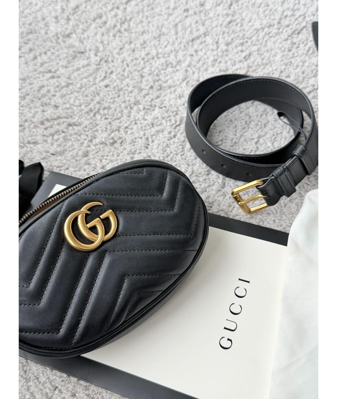 GUCCI Черная кожаная поясная сумка, фото 3