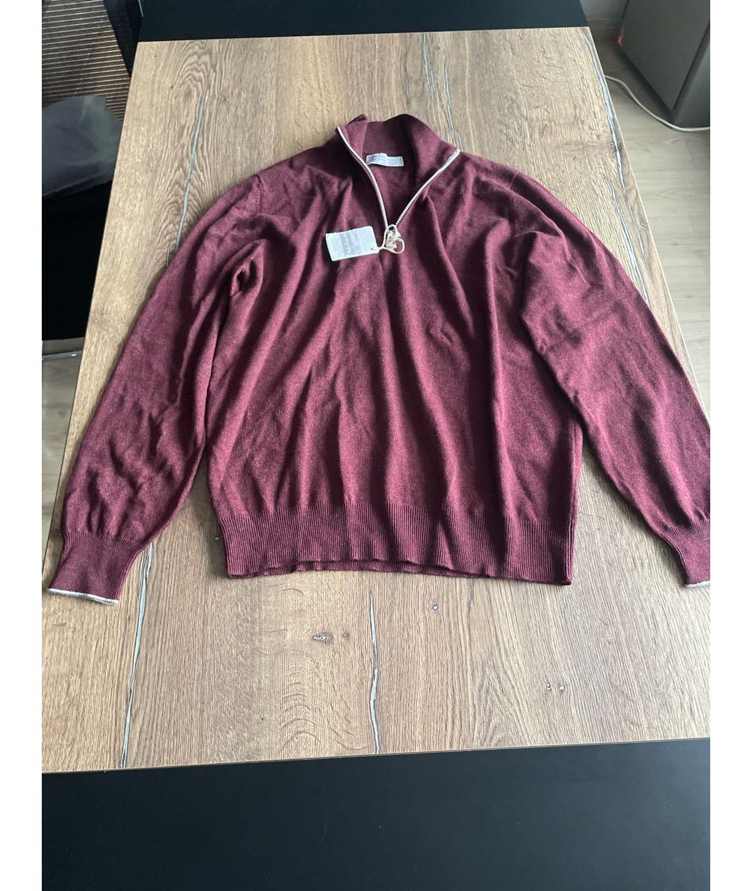 BRUNELLO CUCINELLI Бордовый хлопковый джемпер / свитер, фото 5