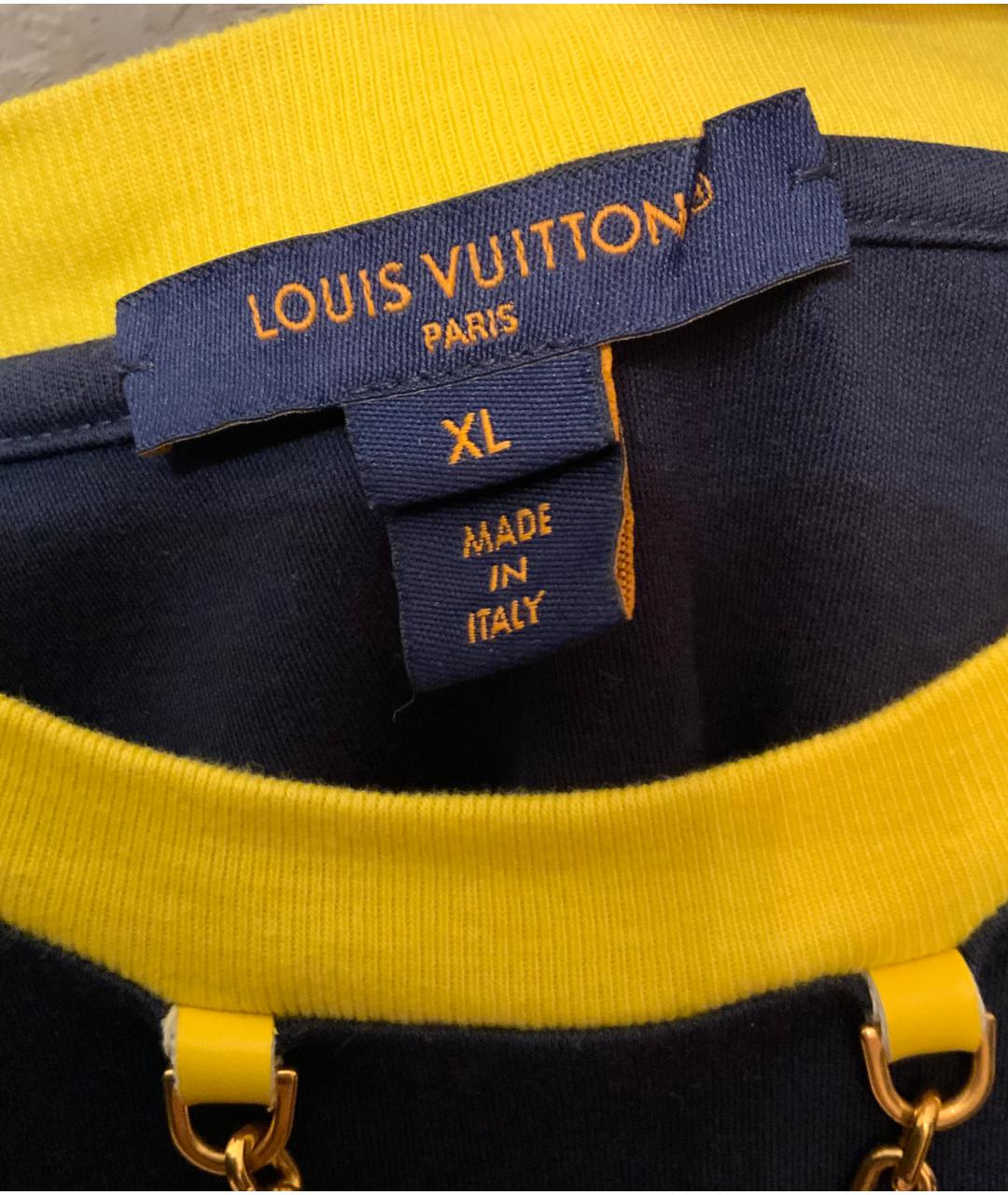 LOUIS VUITTON Темно-синяя хлопковая футболка, фото 4