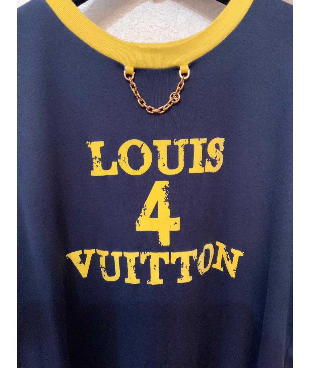 LOUIS VUITTON Темно-синяя хлопковая футболка, фото 3