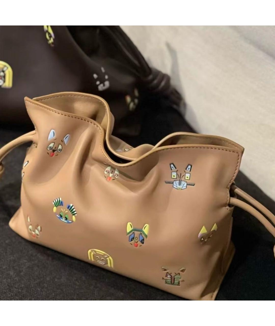 LOEWE Бежевая кожаная сумка через плечо, фото 5